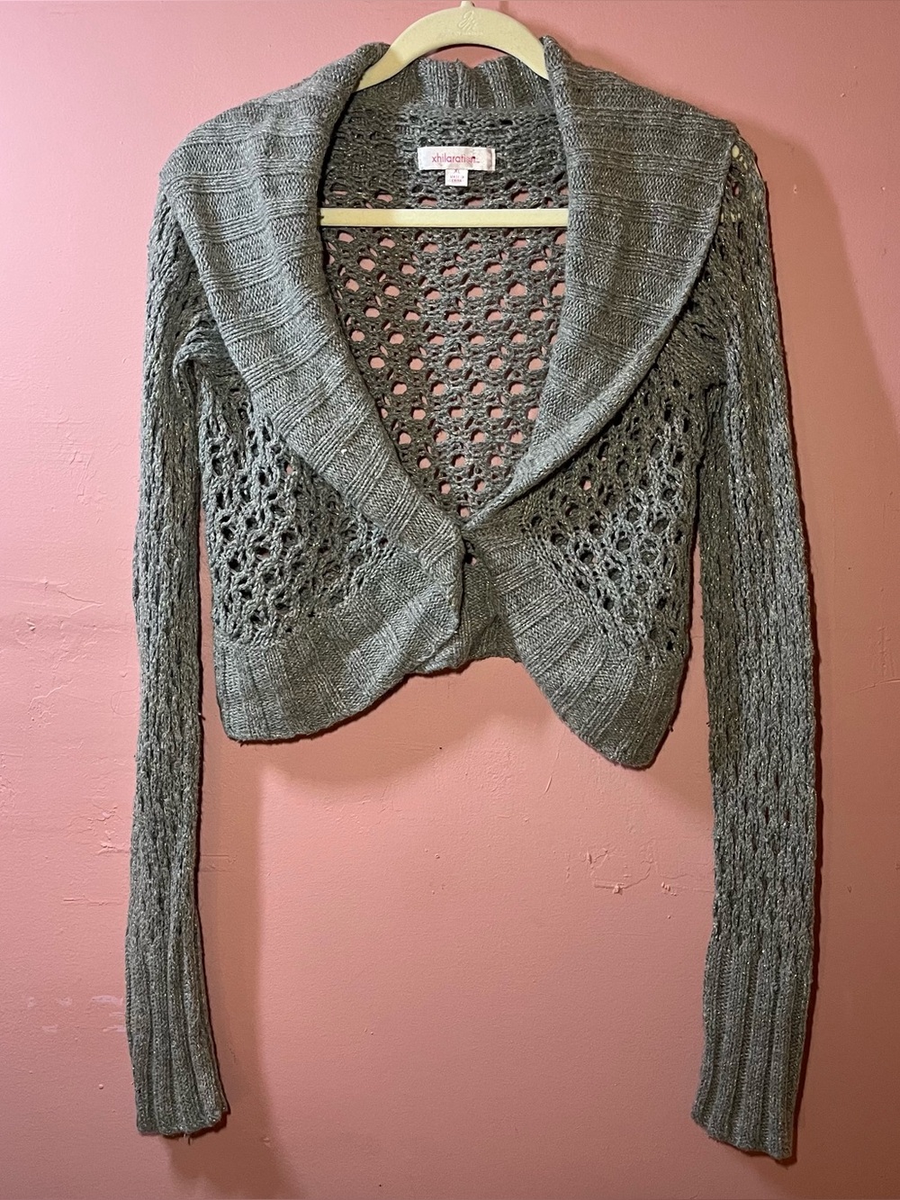 Xhiliration wool blend knit vintage Y2K crop sweater cardigan size extra large